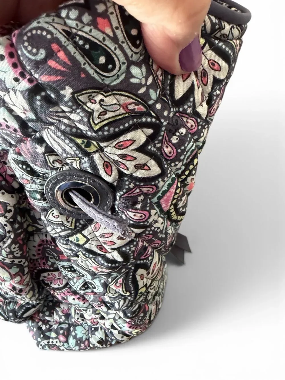 Vera Bradley Black Paisley Quilted Tote “Bonbon Paisley”